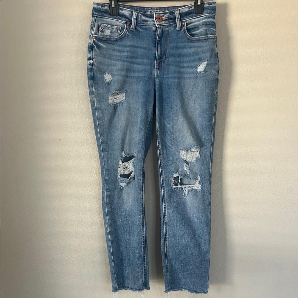 Stylish Distressed Blue Ankle Jeans Size 10